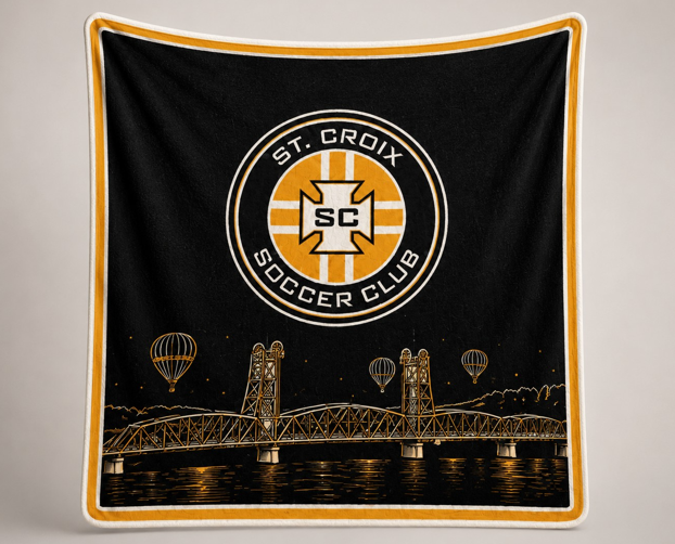 St. Croix Soccer Club custom commemorative blanket
